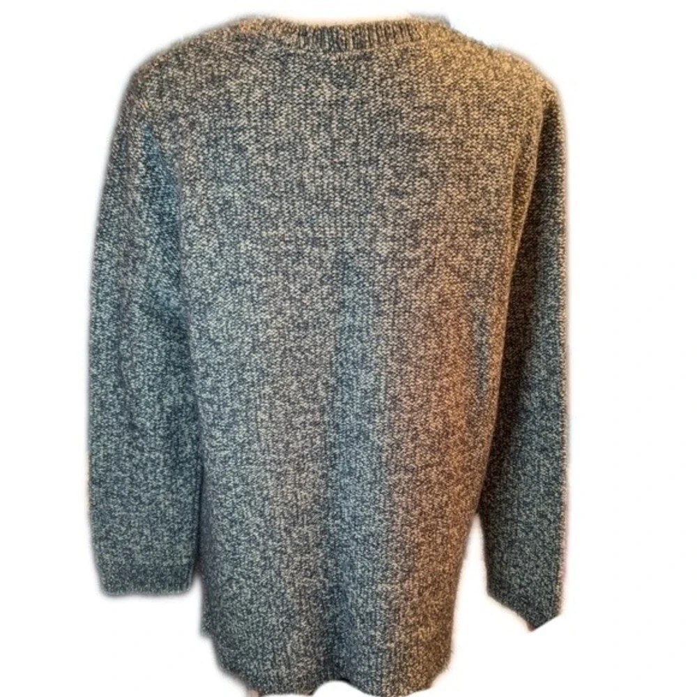 Pure Jill cotton/poly/acrylic heather blue crew neck sweater - L
